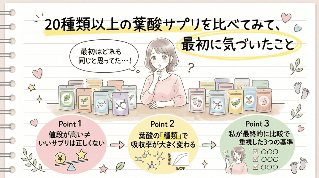 葉酸サプリを比べて気づいたこと